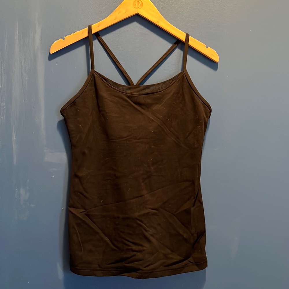 lululemon black power y tank size 10